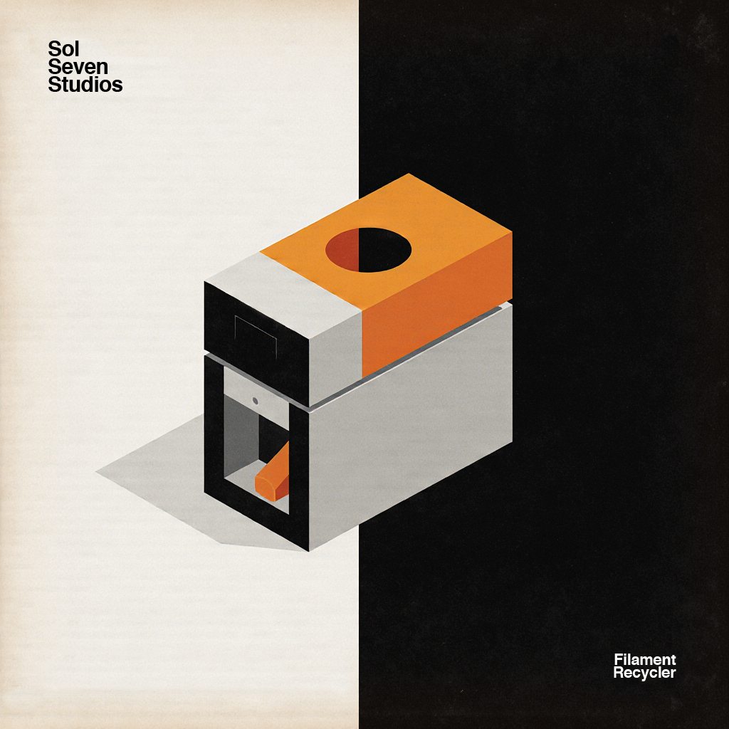 Early graphic concept for a compact filament recycler.